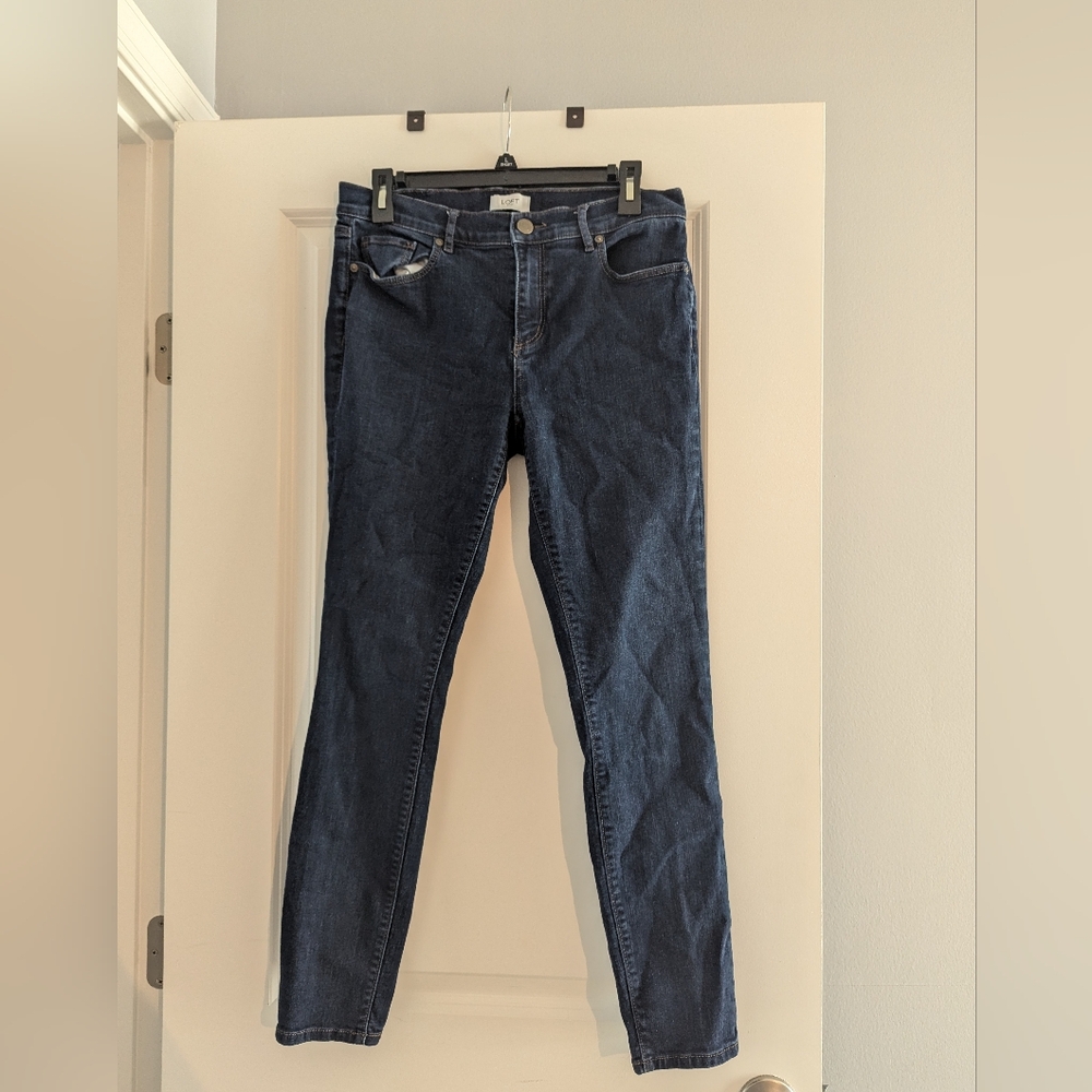 LOFT Dark Wash Straight Legged Jeans